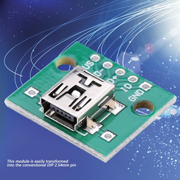 10 stk Mini USB til DIP Adapterkort 5P for 2.54mm PCB-kort DIY USB Strømforsyning