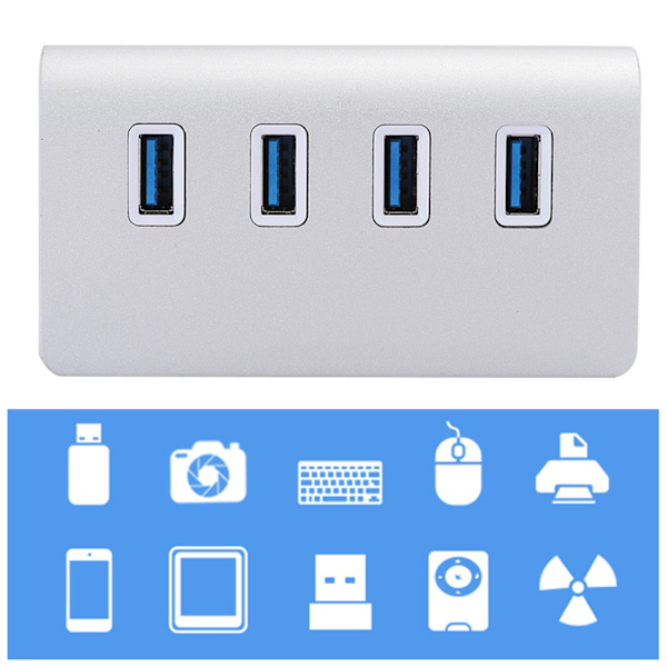 Aluminiumslegering 4 Porte USB3.0 Hub Høj Hastighed Computer/Laptop Splitter Adapter