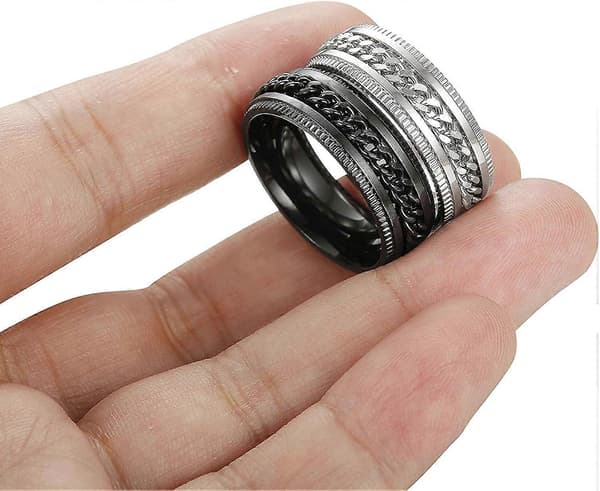 2 STK Rustfrit Stål Rille Ring til Mænd Kvinder Kæde Ring 8MM Indre Diameter 17.3mm