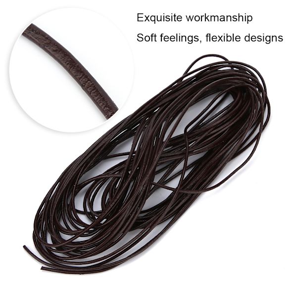 2,0 mm Rund Snöre Sladd Rem för DIY Armband Smyckestillverkning Tillbehör (Mörkbrunt Kaffe 10 Meter)