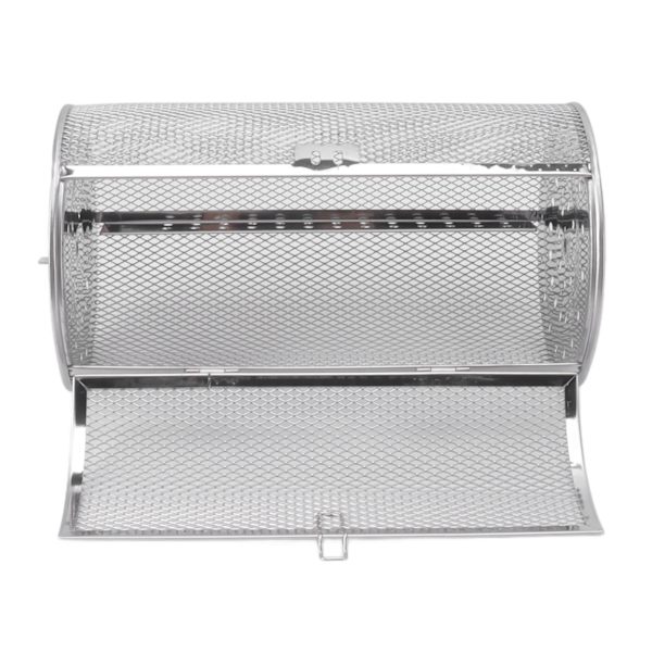 Roterende Grillkurv Rustfrit Stål Grillbur Rund Rustfrit Stål BBQ Grillnet til Jordnødder Tørrede Nødder Grøntsager D