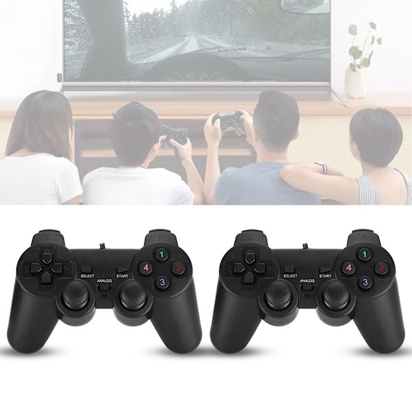 208-2 USB Vibrations Dubbelverkande Gamepad Spelkontroll Joystick för PC Dator