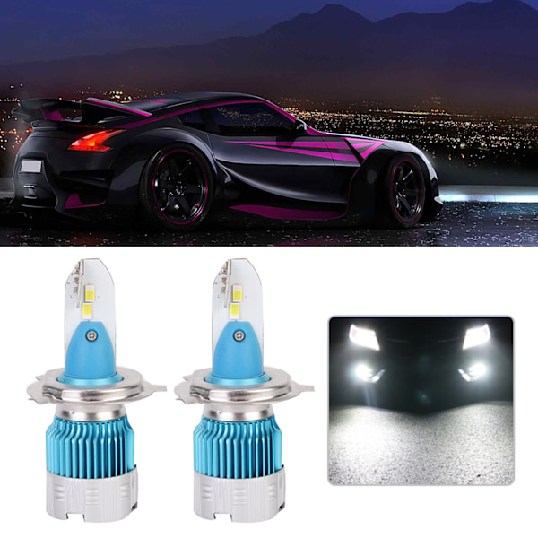 2 stk 6000LM Super Lysstyrke IP67 Vanntett 30W Mi2 LED Tåkelys for H4 6500K Hovedlys