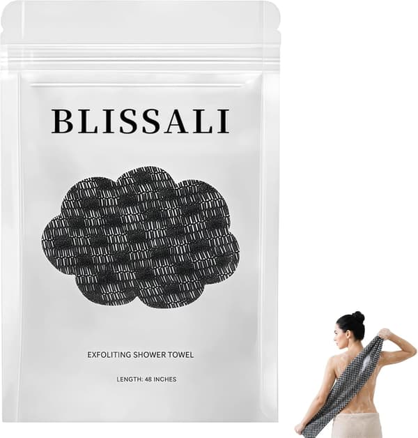 Exfoliating Towel Set, Body Scrub Towel 24 x 95 cm, 1 pc (Black)
