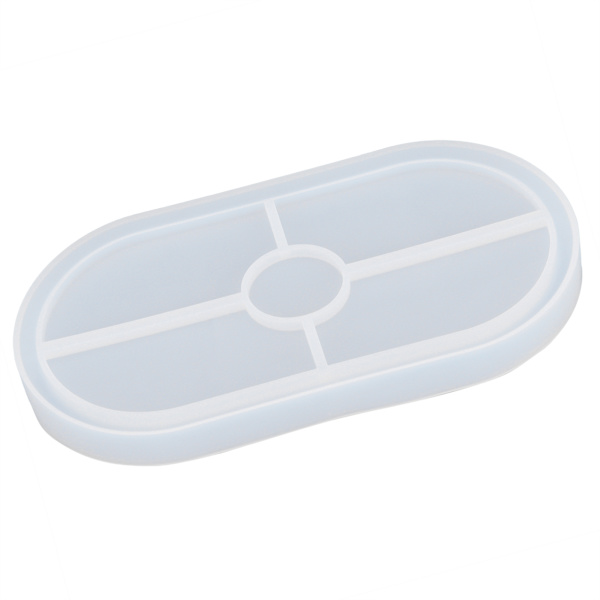 DIY Silikonform Oval Kristall Epoxiharts Te-underlägg Form för Hem Kök Bageri