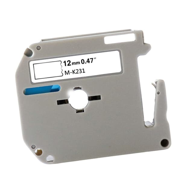 2 Pcs 12mm Black on White Label Printer Tape Strong Adhesive Anti-Falling Replacement for M K231 Thermal Label Printer Tape