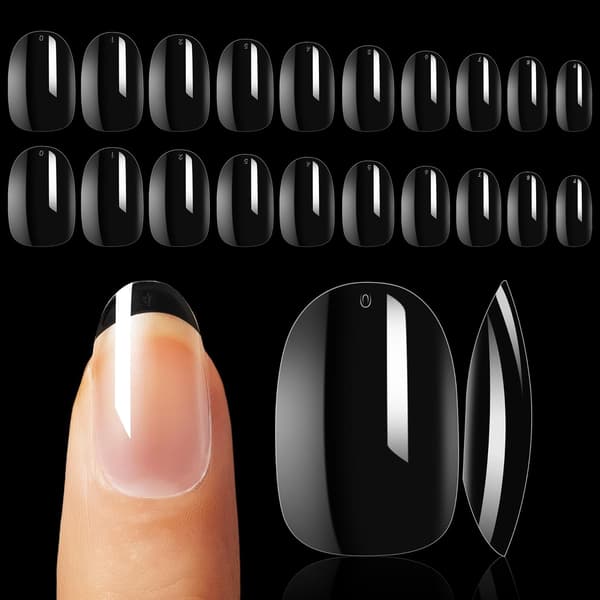 500 pcs Short Oval Nail Tips, Press on Nails (Transparent)