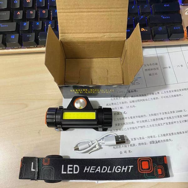 USB-ladbare hodelykt Multifunksjonell kraftig lommelykt Magnet LED-hodelykt for utendørs campingfiske modell 101