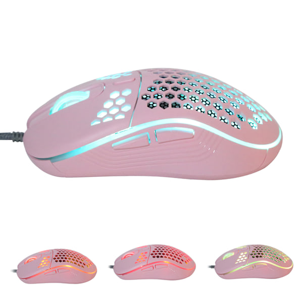 Kablet mus med 4-trins justerbar DPI, hul RGB-belysningseffekt, gaming laptop tilbehør