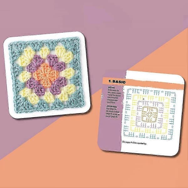 The Granny Square Card Deck - 50 Mix Og Match Hækleopskrifter Til Strikning Og Hækling DIY Kit Til Voksne Begyndere
