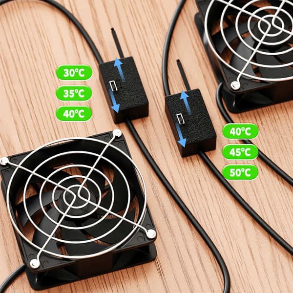Automatic Temperature Sensing USB Cooling Fan 8cm 3 Speed Adjustable Thermostat for Router Game Console Heat Reduction