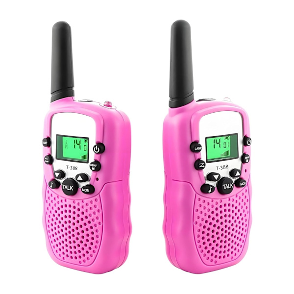 2-pack Walkie-Talkie för barn – 3 km räckvidd, rosa
