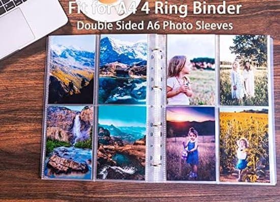 30-pack A4 photo pockets, suitable for A4 binders; transparent postcard pockets; double-sided photo pockets with 4 compartments