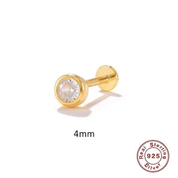 Sølv Cubic Zirconia Labret Monroe Style Kule Leppering Stud 6 stk i 2 farger og 3 størrelser