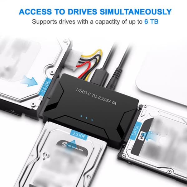 USB 3.0 - sisäinen kiintolevysovitin 2,5\"/3,5\" SATA HDD/SSD- ja IDE-kiintolevyille