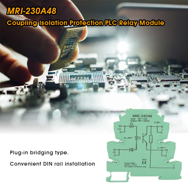 MRI-24D48 DC Fotoelektrisk Kopplare Isolerande PLC Relämodul Ingång 24VDC Utgång 3-48VDC
