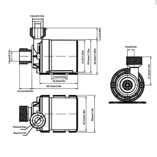 Hiljainen minivesipumppu IP68 vuotosuojattu minivesipumppu pienelle akvaariolemmikkivesilähteelle DC 24V 38W