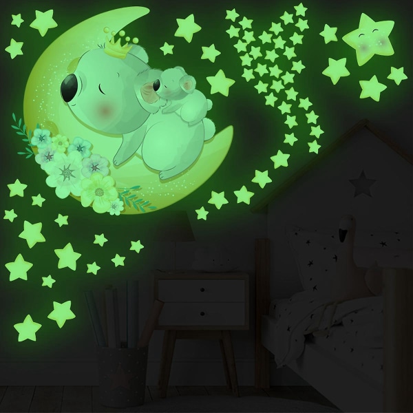 Koala Moon Star Cartoon Animals -seinätarra lastenhuoneen sisustukseen