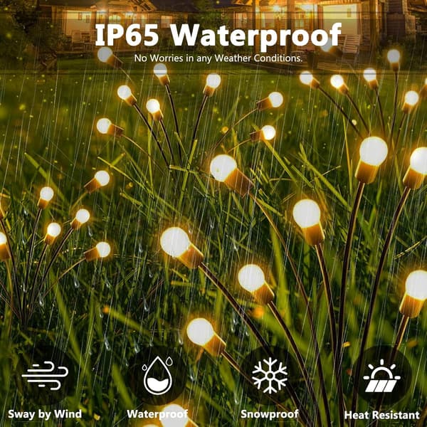 Solar Firefly Lights Outdoor, 4-pack 10 LED Solar Firefly Lights for Garden, Firefly Solar Lights IP65 Waterproof