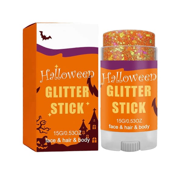 2 st Halloween Glitterstift, Orange, för Ansikte och Kropp, Festsmink