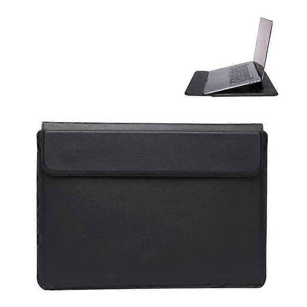 15-16\" Leather Laptop Sleeve Ultrathin Computer Bag with Foldable Stand and Soft Inner Lining