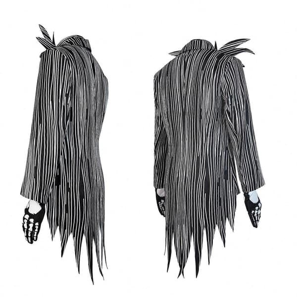Herr Cosplay-dräkt Jack Skellington Skelettdräkt Set med krage och handskar M