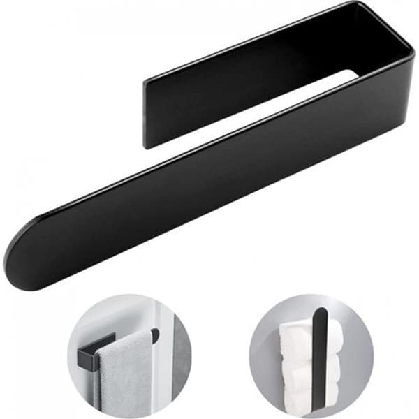 Håndklestativ for badet - svart, 37 cm, selvklebende veggmontering, ingen boring nødvendig, rustfritt stålholder