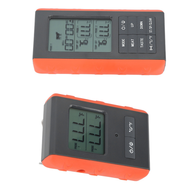 Kjøtttermometer med dobbel probe digital HTN-skjerm temperaturalarm trådløst BBQ grilltermometer for matlaging