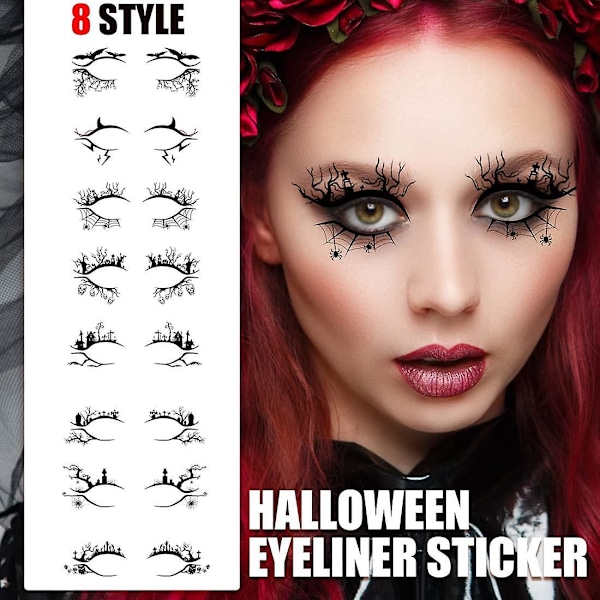 Halloween Spider Web Øjenmakeup Tattoo Stickers (8 Par)