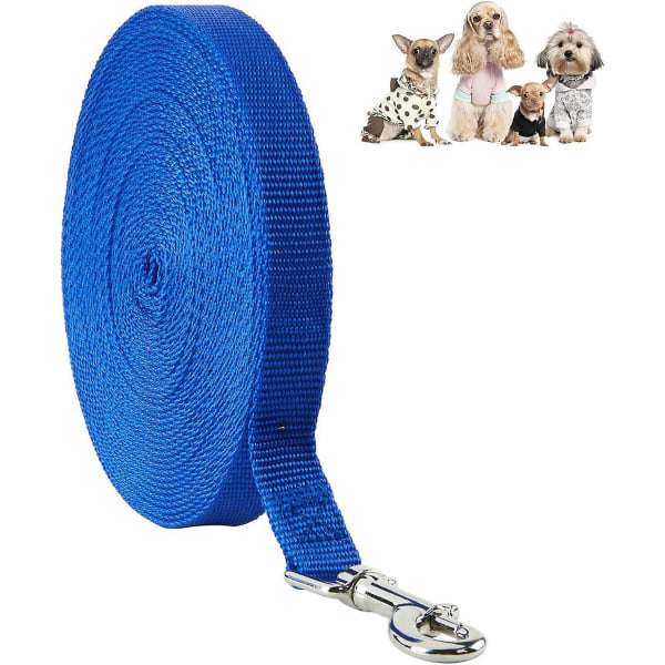 Blå lang nylon hundetræningssnor med håndfri strop - 1,8m