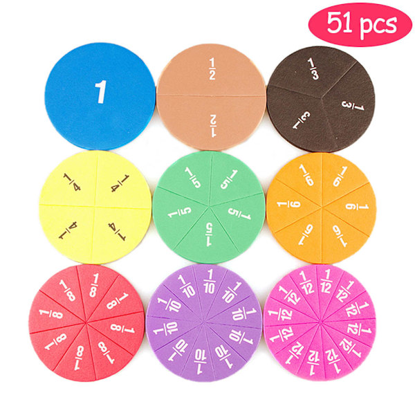 51pcs Magnetic Round Fraction Early Educational Math Toys Kids Learning Educational Toys