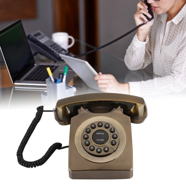 WX-3123# Antik bronstelefon Fast telefon Desktop Caller Hemkontorstelefon