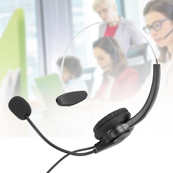 Call Center Headset med Mikrofon Håndfri Støyreduserende Monaural Ørepropp med 3.5mm Grensesnitt for Bordtelefon
