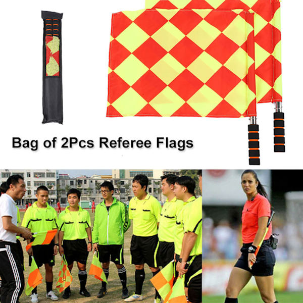 2 stk./pose Fodbold Fodbold Dommer Sport Kamp Linjedommer Flag med Opbevaringspose