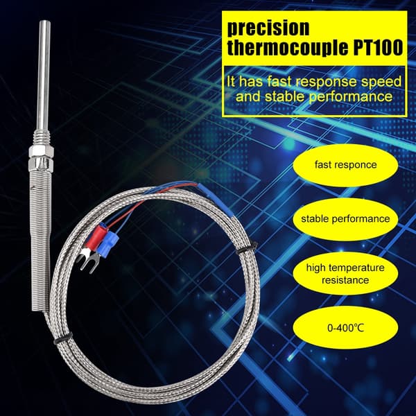 M8 Gänga PT100 Platinamotstånd Termoelement 50mm Sond Temperatursensor Kabel 0-400℃ (2 m)