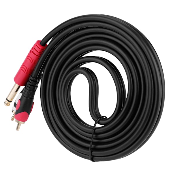 Dual Color 2 stk. 6,35 til RCA Audio Connector Kabel 6,35 mm 1/4' tomme Jack Stik til KTV (2 m)
