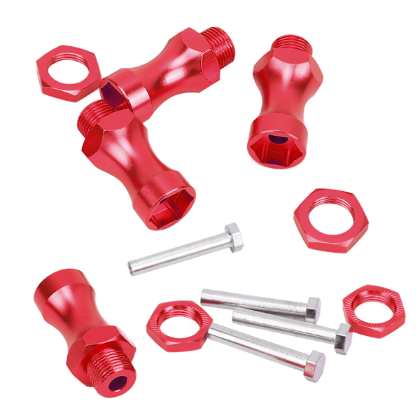 12 kpl 1/10 - 1/8 RC-automallin osa Alumiiniseos 12 mm - 17 mm pyörännavan sovitin kytkin Punainen