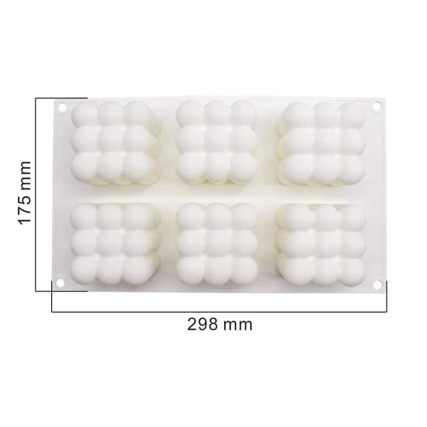 3D håndlaget DIY silikon kakeform - 6 hull magisk kube, hvit