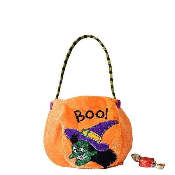 Halloween Slikpose dekoration Bærbar Græskarpose Børnehave Børn Slik Scene Layout Gavepose Stofpose (Orange) 25*13cm
