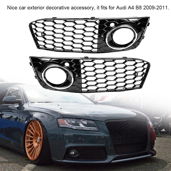 Dimljusskydd Lamphållare Nätgrill Passar Audi A4 B8 2009-2011 (Förkromat)