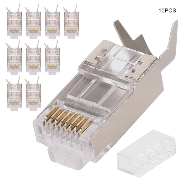 10 stk. Skjermet RJ45 8P8C CAT7 30GIP Kommunikasjonsnettverk Serverkontakter Ethernet-kabel RJ45