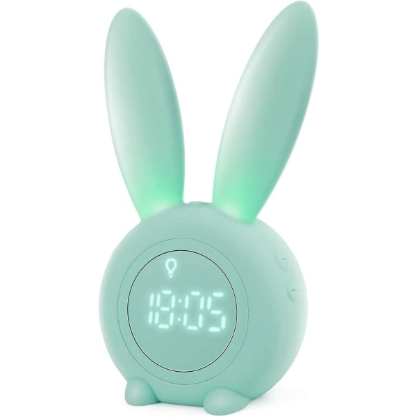 Kaninformad intelligent induktionsmorgonväckarklocka med automatisk andningsljusjustering och datum/temperaturvisning