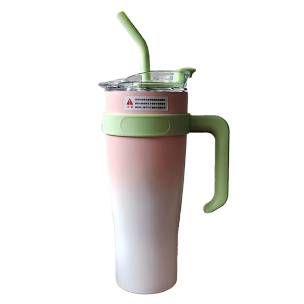 Bil Isolerad Mugg Rostfritt Stål 1250ML med Sugrör Isolerade Tumblers för Utomhusresor Gradient Rosa