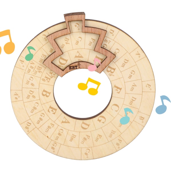Træmusikcirkelhjul Pædagogisk Robust Justerbar Holdbar Circle of Fifths Wheel til musiker