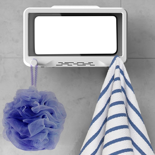 Vægmonteret telefonholder Vandtæt Touch Screen Telefon Taske Stand til badeværelse Køkken Spejl Badekar