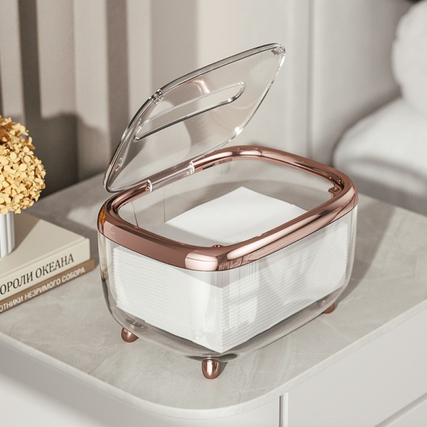 Servettlåda Transparent Servettlåda Enkel Kreativ Förvaringslåda Fixerat Lock Pappersorganisatör Roséguld