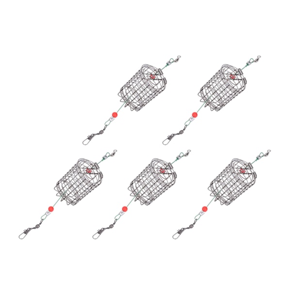5 stk Fiske Agnsburer Agnsbur Lokkebur Rustfritt Stål Fiskefelle Kurv Mater Holder S