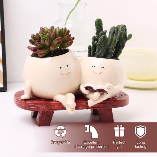 Ansiktsblomkruka - Söt planteringskärl - Växtdekoration - Glad smiley-design - 18 cm längd - Ej specificerad