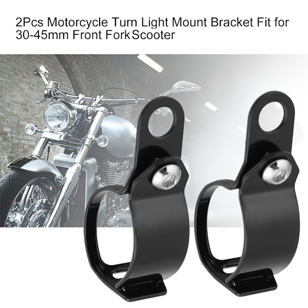 2 stk. Motorcykel Blinklys Beslag Passer til 30-45mm Forgaffel Scooter (Sort)