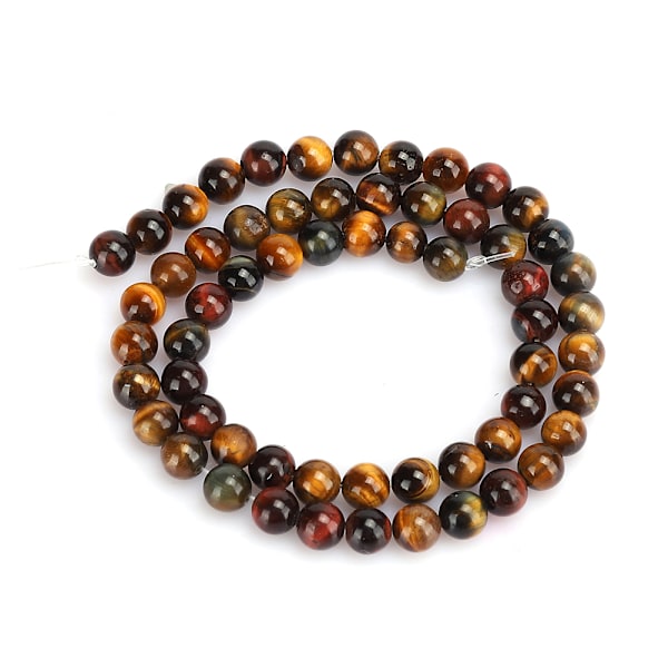 Natursten Trefärgad Tigeröga Runda Pärlor DIY Smycken Armband Tillbehör (6mm 62st Pärlor)